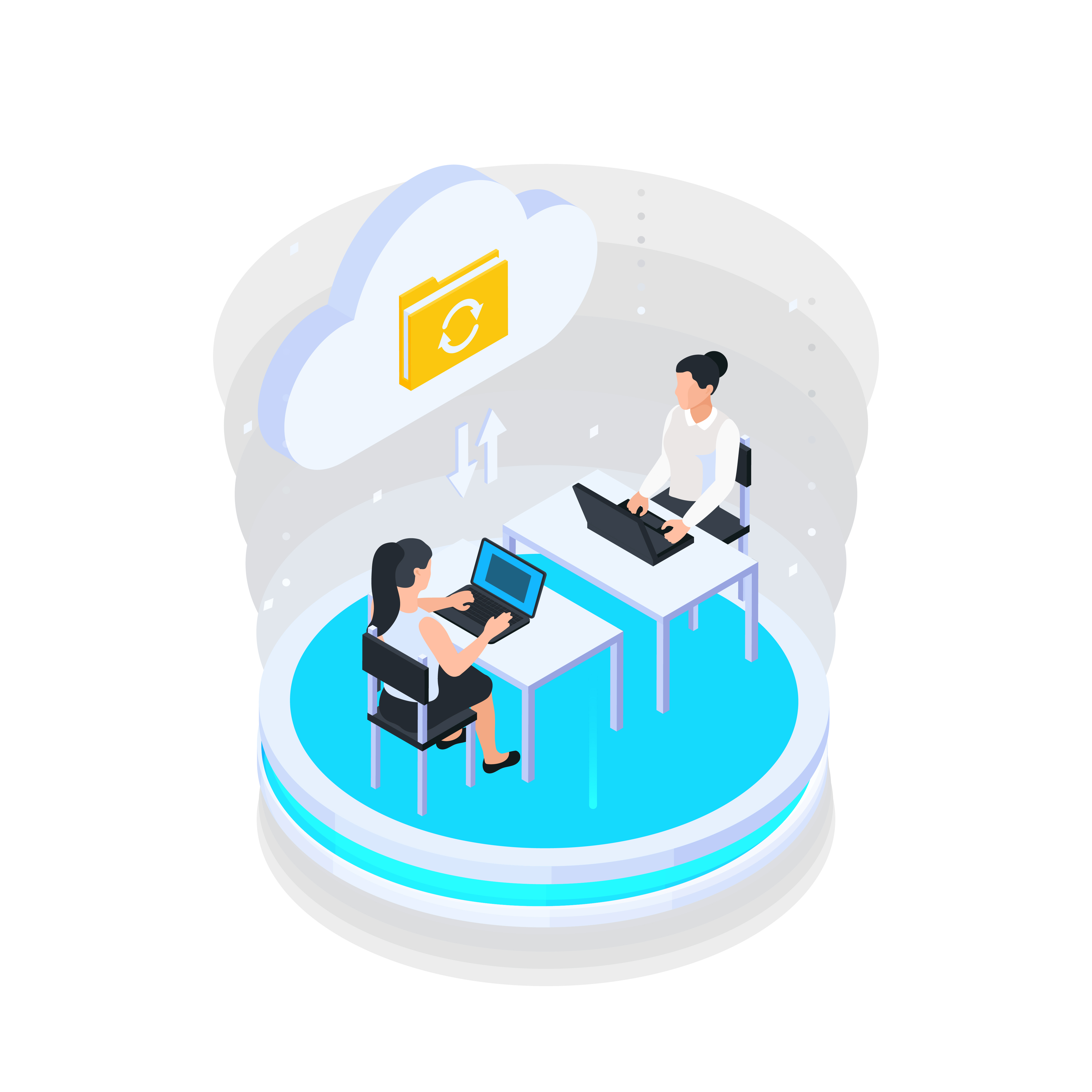 Business professionals using Microsoft Copilot in Microsoft 365 apps for productivity, communication, data analysis, and collaboration in a modern office environment.